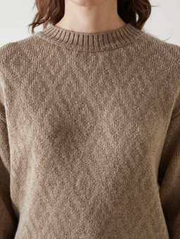 Bisiklet Yaka Baklava Desenli Kad?n Triko Kazak