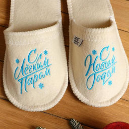 Тапочки с вышивкой С новым годом! С легким паром! - Банная забава фото 2