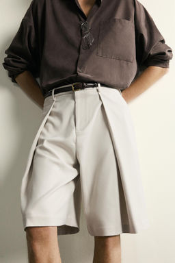 BERMUDA WIDE FIT PLIEGUES / Beige claro - Zara фото 6