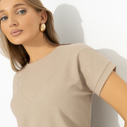 Футболка в рубчик Искусство строить глазки (бежевый) - Charutti фото 3