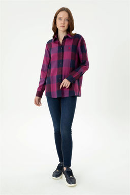 Женская бордовая рубашка с длинным рукавом - U.s. polo assn фото 4