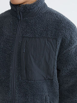 Dik Yaka Pel?? Erkek Fermuarl? Sweatshirt