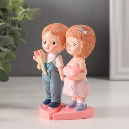 Набор фигурок полистоун Парочка с сердцем и с букетом, 2 шт., 7?6.5?11 см