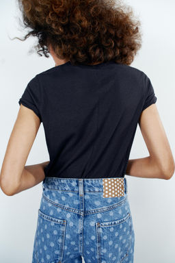 CAMISETA MANGA CORTA ALGOD?N / Marino - Zara фото 4
