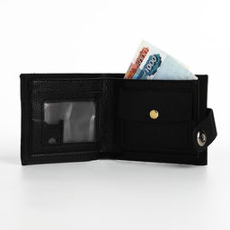 Портмоне мужское на магните, отдел для купюр, карт, монет, чёрное