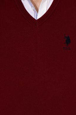 U. S. Polo Assn Мужской бордово-красный базовый свитер - U.s. polo assn фото 6