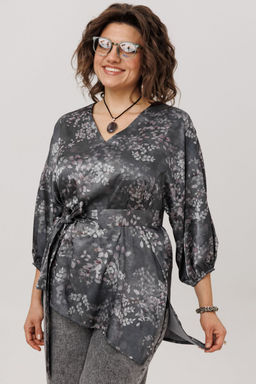 Блуза ANELLI 1665.1 графитовый гербарий  фото 10