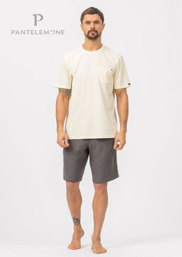 Домашний мужской комплект, (футболка 100% хлопок, шорты 100% ЛЁН), тм