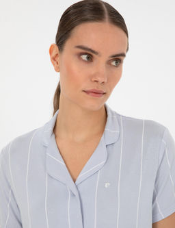 Mavi K_sakollu G_mlek Pijama Tak_m