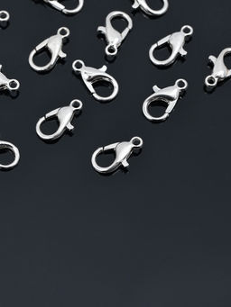 Замок-карабин, 12*7мм, набор 55 шт, цвет серебро