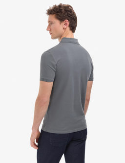 Antrasit Slim Fit %100 Pamuk K_vr_lmaz Polo Yaka Basic Ti__rt