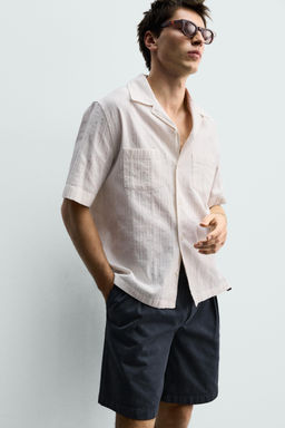 CAMISA RELAXED FIT JACQUARD RAYAS / crudo-blanco - Zara фото 5