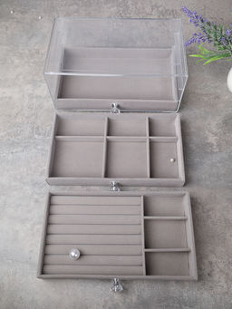 Шкатулка акриловая трехслойная серая 23,5х15,5х10,8 см / XY2844-G /уп 30/ - Галеонтрейд фото 5