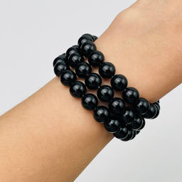 Бусины для украшений из черного Обсидиана (46 бусин) 38 см