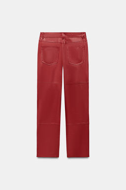 PANTAL?N PIEL 100% ZW COLLECTION LIMITED EDITION / Rojo - Zara фото 6