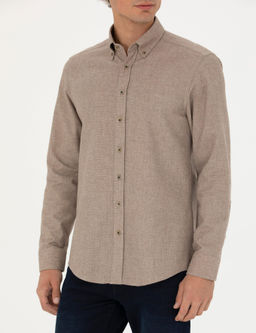 Bej Slim Fit Uzun Kollu G_mlek