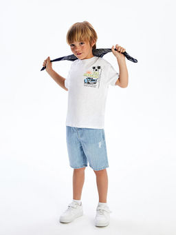 Bisiklet Yaka Bask?l? Erkek ?ocuk Ti??rt