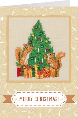 Набор для вышивания PANNA Живая картина JK-2272 Открытка. Бельчата 9.5 х 8 см