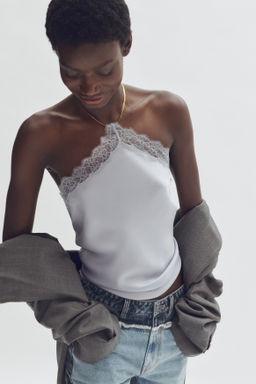 Top halter con ribete de encaje - H&m фото 7