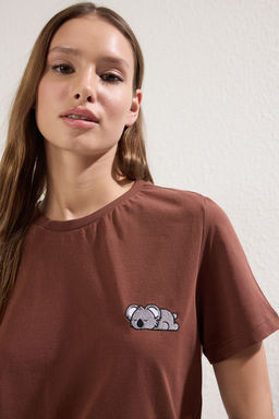 TRENDYOLMILLA Beyaz %100 Pamuk Nak?sl? Regular/Normal Kal?p Orme T-Shirt TWOSS24TS00160 фото 2