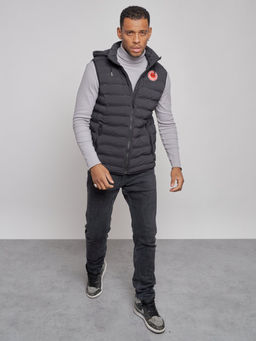 Жилетка мужская утепленная с капюшоном черного цвета 886Ch - YUNDA фото 10