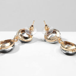 Серьги висячие со стразами Драгоценность капли, цвет синий в золоте, 9,5см - Queen fair фото 3