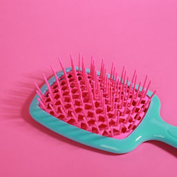 Расчёска массажная, широкая, вентилируемая, 8.5×20.5 см, бирюзовая, розовая