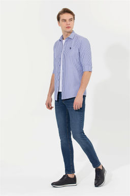 Мужская рубашка сакс в белую полоску Неожиданная скидка в корзине - U.s. polo assn фото 4