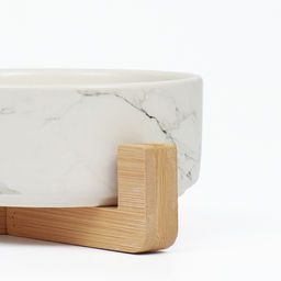 Миски керамические двойные на подставке 2 х 450 мл 28,5 х 15,5 х 7 см, мрамор - Пижон фото 4