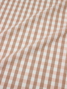 Вареный (стираный) хлопок Клетка (1.0*1.0см) цв.песочно-коричневый/бл.персиковый, ш.2.5м, хл-100%