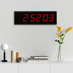 Часы настенные электронные «Соломон», 20×3×60 см, 10×5.8 см, USB, красная индикация, черные