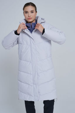 Пуховик Длинный Серо-сиреневый