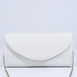 Сумка-клатч на магните, длинная цепь, цвет белый