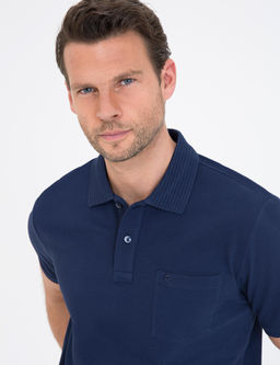 Koyu Lacivert Regular Fit Polo Yaka Basic Ti__rt