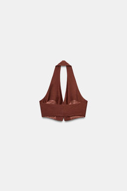 TOP CORTO HALTER / teja oscuro - Zara фото 6