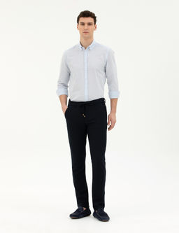 Lacivert Slim Fit Jogger Kanvas Pantolon