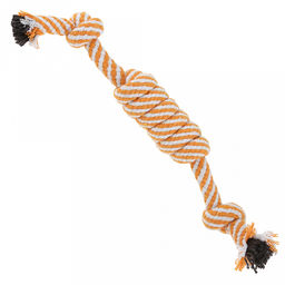 Игрушка для собаки Морской узел 26х3х3см, текстиль, полосатая, цвета микс (оранжевый, бордовый, черный), Пэт тойс (Pet toys) (Китай)  фото 3