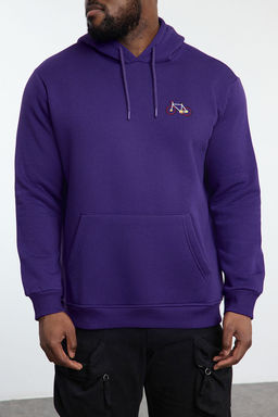 TRENDYOL MAN Buyuk Beden Antrasit Regular/Normal Kesim Kapusonlu Ici Polarl? Sweatshirt TMNAW25AO00007 - Trendyolmilla фото 3