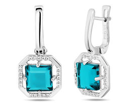 Серьги, аквамарин выращ., Розали