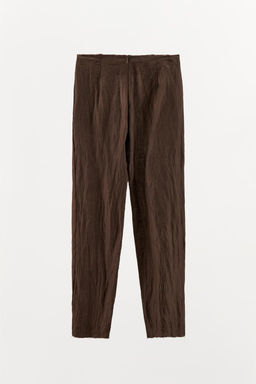 LINEN BLEND WRINKLED-EFFECT TROUSERS - Zara фото 5