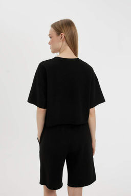 Классная базовая футболка свободного кроя из плотной ткани с короткими рукавами - Defacto фото 5