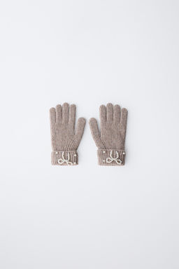 KNIT GLOVES WITH FAUX PEARLS