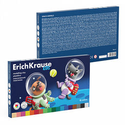 АКЦИЯ Цена за 1 шт. Пластилин классический ErichKrause Kids Space Animals 18 цветов со стеком, 324 г (в коробке 18 шт)  фото 4