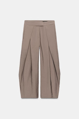 PANTAL?N WIDE LEG PLIEGUES ZW COLLECTION / Marr?n / Topo