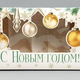 Цена за 5 шт. Коробка для эклеров с вкладышами «С Новым годом!», ветки, 25×15×7 см