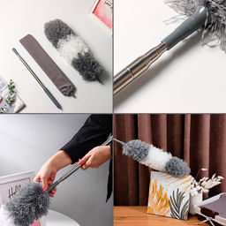 Щётка для пыли, плоская насадка 40×7.5 см, пушистая насадка 41×13 см, телескопическая ручка 230 см