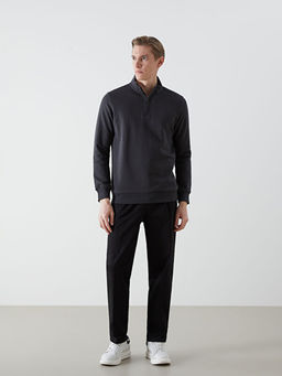 Dik Yaka Uzun Kollu Erkek Kal?n Sweatshirt