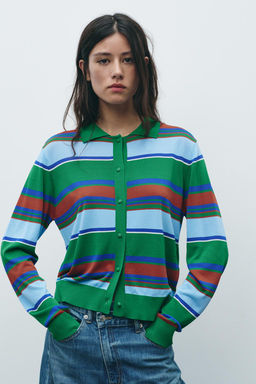 STRIPED POLO CARDIGAN - Zara фото 2