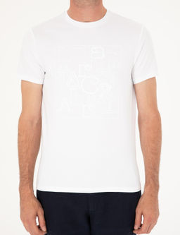 Beyaz Slim Fit Bisiklet Yaka T-shirt