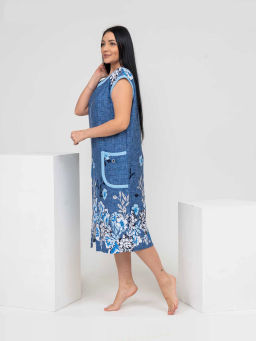 Халат женский, цвет синий белый